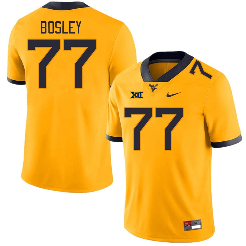 West Virginia Mountaineers #77 Bruce Bosley College Football Jerseys Stitched Sale-Gold